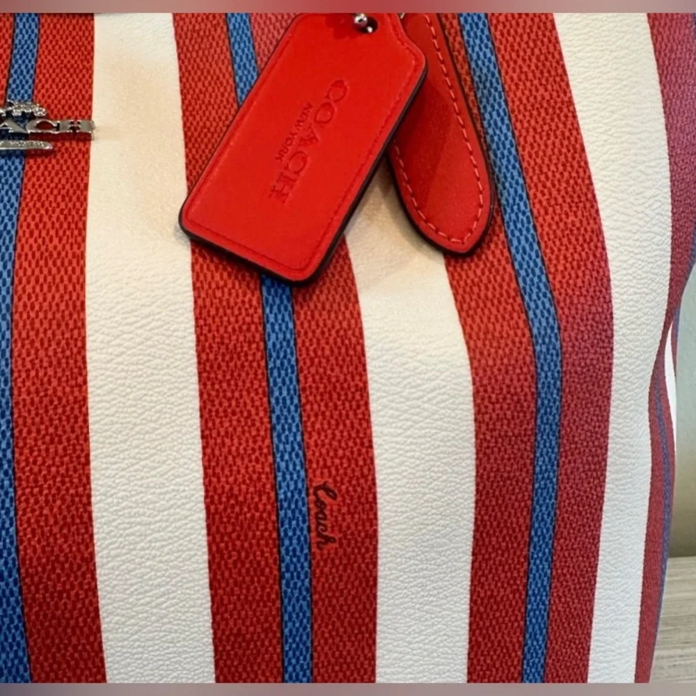 NWOT Coach Large city Tote Bag with Striped Print (Sold Out) CT825 - Picture 4 of 12